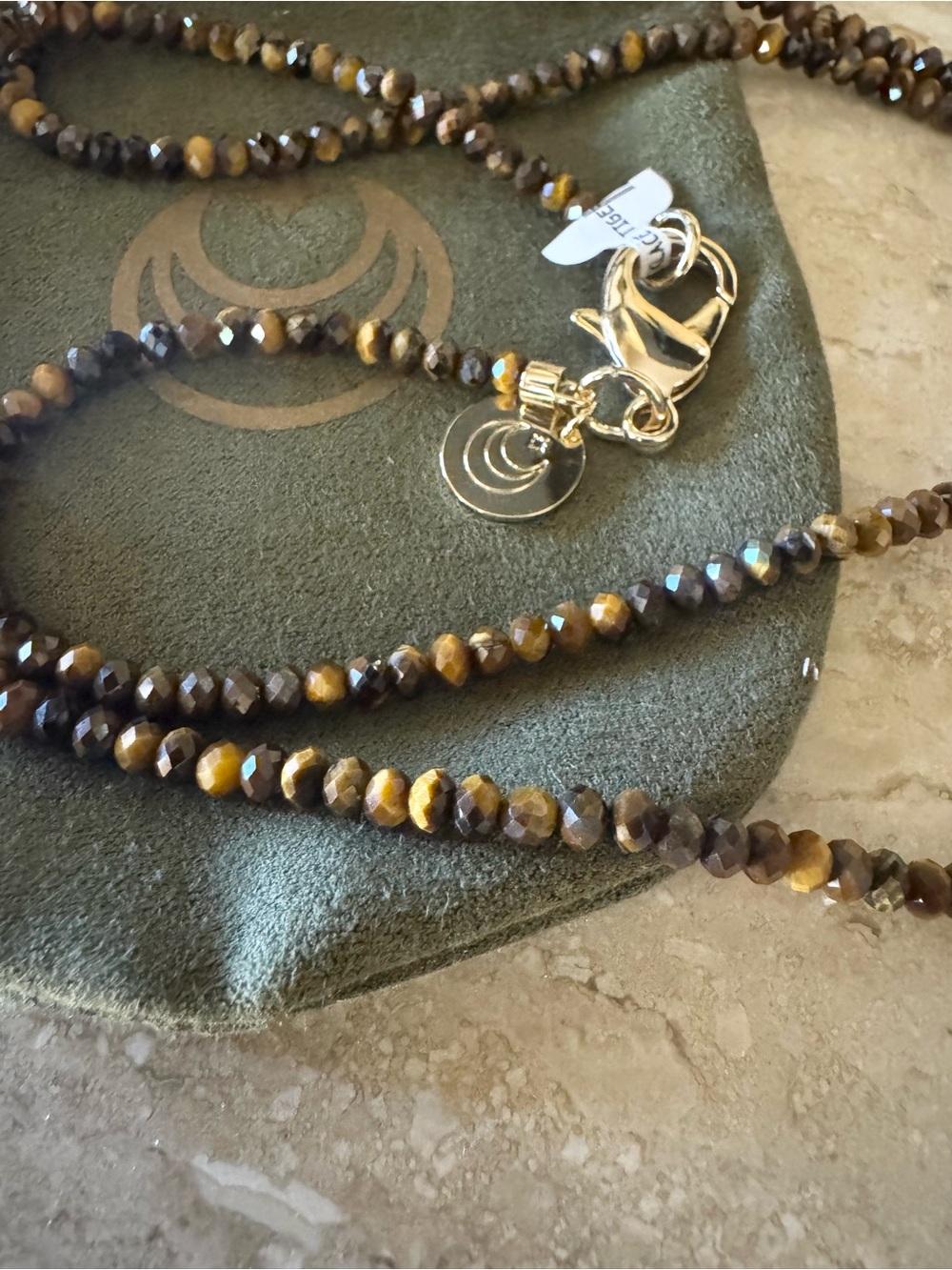 Jane Win Double Wrap Diamond Cut Beaded Necklace in Tigers Eye - Picture 6 of 11
